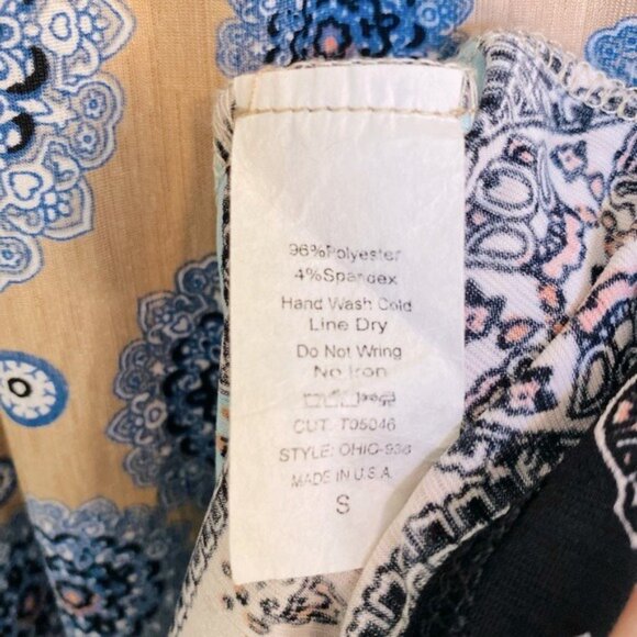 Hang Ups Women's Medallion Pattern Long-Sleeve Mini Dress Size S/M Lightweight - Picture 5 of 7